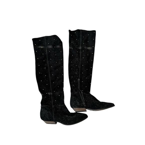 Free People Shoes - Free People suede studded slouchy‎ Black gold Boots 8
